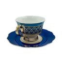 Ver imagem 3 de Jogo de Xícaras em Porcelana Branco com Azul para Chá e Café 12 Peças