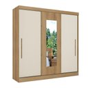 Ver imagem 4 de Guarda-Roupa 3 Portas de Correr Reversível com Espelho 200x55x200cm Vision Marrom Capuccino/Cacau/Off White