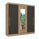 Ver imagem 2 de Guarda-Roupa 3 Portas de Correr Reversível com Espelho 200x55x200cm Vision Marrom Capuccino/Cacau/Off White
