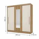 Ver imagem 4 de Guarda-Roupa 3 Portas de Correr Reversível com Espelho 200x55x200cm Vision Yescasa Marrom Capuccino/Cacau/Off White