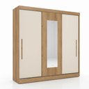 Ver imagem 3 de Guarda-Roupa 3 Portas de Correr Reversível com Espelho 200x55x200cm Vision Yescasa Marrom Capuccino/Cacau/Off White