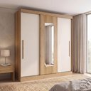 Ver imagem 1 de Guarda-Roupa 3 Portas de Correr Reversível com Espelho 200x55x200cm Vision Yescasa Marrom Capuccino/Cacau/Off White