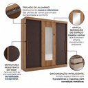 Ver imagem 7 de Guarda-Roupa 3 Portas de Correr Reversível com Espelho 200x55x200cm Vision Yescasa Marrom Capuccino/Cacau/Off White