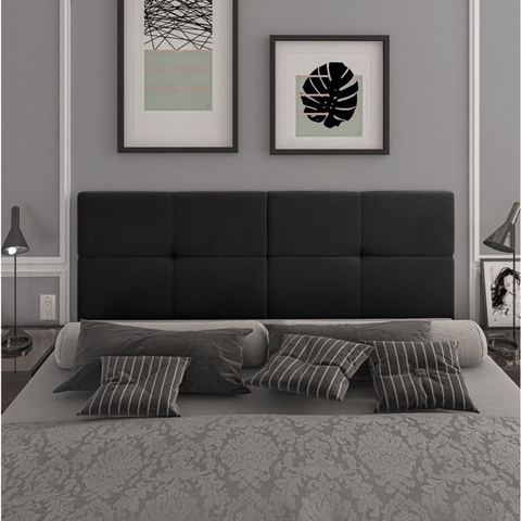Cabeceira Painel Cama Box Casal 1,40 México Estofada Suspensa Dobrável - Preto Suede