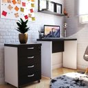 Ver imagem 1 de Escrivaninha Mesa Escritório 100% MDF 100CMX42CM 100cm Branca e Preto