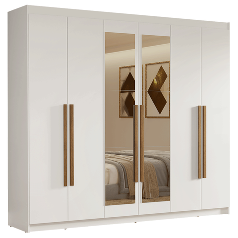 Guarda-roupa Casal 6 Portas Batentes com Espelho Venus Madesa