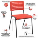 Ver imagem 3 de Kit 06 Cadeiras Empilhável Fixa Escritório Multiuso Base Preta Kimi P03 Vermelho - Lyam Decor