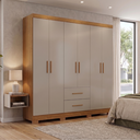 Ver imagem 1 de Guarda-Roupa Casal com 6 Portas e 2 Gavetas 150cm Multimóveis Crsal-GRP129 - Cinamomo/Off White