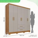 Ver imagem 3 de Guarda-Roupa Casal com 6 Portas e 2 Gavetas 150cm Multimóveis Crsal-GRP129 - Cinamomo/Off White