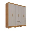 Ver imagem 2 de Guarda-Roupa Casal com 6 Portas e 2 Gavetas 150cm Multimóveis Crsal-GRP129 - Cinamomo/Off White