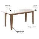 Ver imagem 3 de Mesa de Madeira 160 cm Aconchego com Vidro Carvalho/Off White - Pnr Móveis