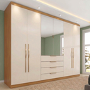 Ver imagem 1 de Guarda-Roupa Casal 6 Portas Giardino Bege/Cinnamon/Off White
