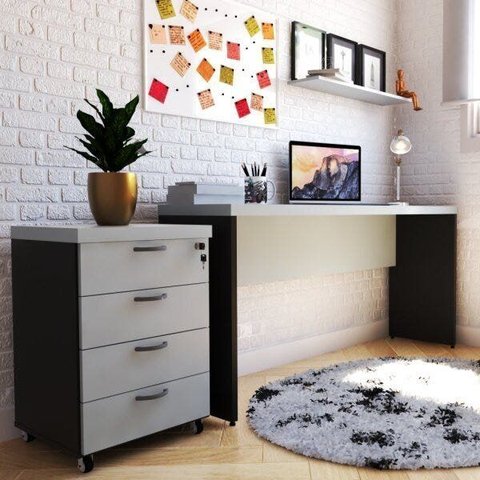 Escrivaninha Mesa Escritório 120CMX42CM 120cm Preto e Cinza Cristal