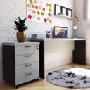 Ver imagem 1 de Escrivaninha Mesa Escritório 100% MDF 120CMX42CM 120cm Preto e Cinza Cristal
