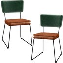 Ver imagem 1 de Kit 02 Cadeiras Decorativas Sala Jantar Allana L02 Facto Verde Musgo Couríssimo Camel - Lyam Decor