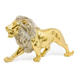 Kit Leão Estatueta Escultura Decoração Sala Escritório Animal Enfeite Decorativo - Kit 2 Peças Doura - 14