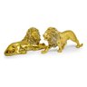 Kit Leão Estatueta Escultura Decoração Sala Escritório Animal Enfeite Decorativo - Kit 2 Peças Doura - 18