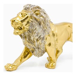 Kit Leão Estatueta Escultura Decoração Sala Escritório Animal Enfeite Decorativo - Kit 2 Peças Doura - 16