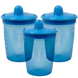 Kit 3 Copos De Transição Alimentar Infantil Bebê 6 Meses Livre De Bpa 250ml Azul Clingo - 1