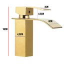 Ver imagem 5 de Torneira Cascata Inox Dourada Monocomando Luxo Lavabo Banheiro Bancada Mesa Misturador Agua Fria