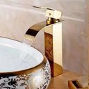 Ver imagem 7 de Torneira Cascata Inox Dourada Monocomando Luxo Lavabo Banheiro Bancada Mesa Misturador Agua Fria