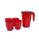 Ver imagem 1 de Kit Suco 1 Jarra de 1,5 Litros com 4 Copos de 400 Ml Cozinha Dehaus Vermelho Cristal Dhause