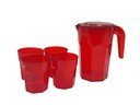 Ver imagem 1 de Kit Suco 1 Jarra de 1,5 Litros com 4 Copos de 400 Ml Cozinha Dehaus Vermelho Cristal Dhause