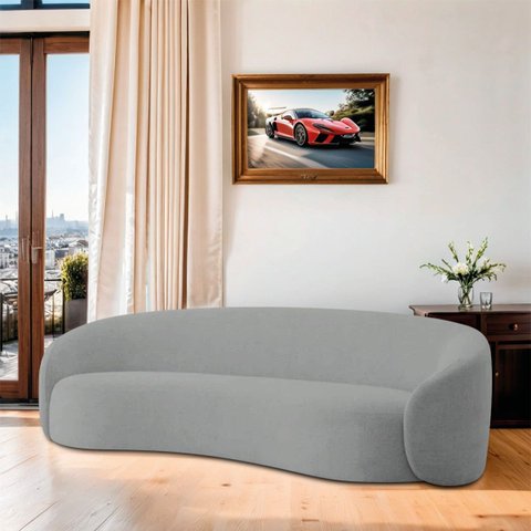 Sofá Orgânico Luxo Recepção 220cm Amore Bouclé