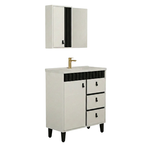 Conjunto Gabinete de Banheiro com Pé Cecilia 80cm
