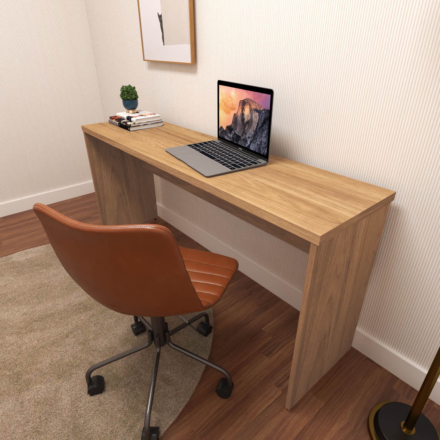 Mesa de Escritório Natus 160 Móveis 160cm Bramov Carvalho Mel