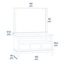 Ver imagem 4 de Rack com Painel para Sala 150cm Pés Luis Xv 3 Gavetas e Nicho - Branco/imbuia Glazer