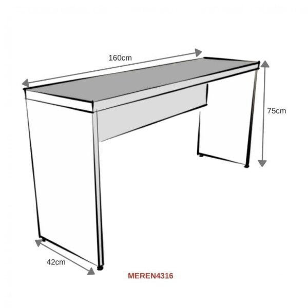 Mesa de Escritório Natus 40mm 160 Bramov Móveis em MDF/MDP Preto 75 cm x 160 cm x 42 cm