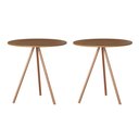 Ver imagem 1 de Kit 2 Mesas Lateral Decorativa Gabriela Base Cobre Tampo Redondo Amêndoa