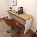 Ver imagem 1 de Escrivaninha Mesa Escritório 100% MDF 160CMX42CM com Caixa de Tomada 160cm Branca e Carvalho Mel Bege