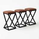 Ver imagem 2 de Kit 3 Banqueta Baixa Cozinha Bar 50 Cm Balcão Gourmet Corino:marrom