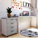 Ver imagem 1 de Escrivaninha Mesa Escritório 100% MDF 180CMX42CM 180cm Branca e Cinza Cristal
