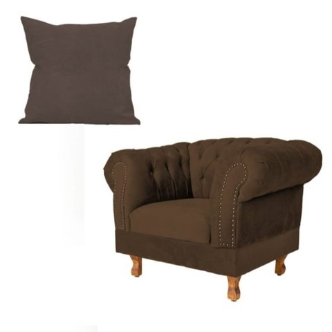 Uma Poltrona Chesterfield Duque + Uma Almofada Suede Marrom sala de estar/Recepção