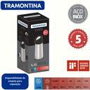 Ver mais imagens de Garrafa Térmica Corpo Inox Bomba Preta 1,4l Exata Tramontina