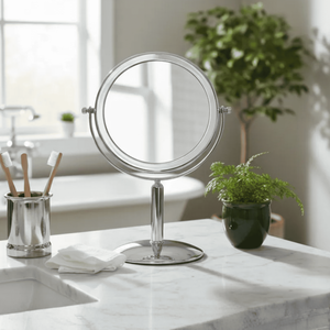 Espelho de Aumento Dupla-face para Maquiagem Platine - Cromo