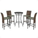 Ver imagem 1 de Mesa Bistrô e 4 Banquetas Roma Preta Corda Náutica Estofado 5 Trama Original