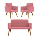 Ver imagem 1 de Kit Namoradeira 2 Lugares Reforçada + 2 Poltronas Balaqui Cor:rosa