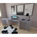 Ver imagem 4 de Escrivaninha Mesa Escritório 80cmx60cm 80cm Branco E Cinza Cristal