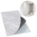 Ver imagem 1 de Kit 10 Placas Autocolantes Mármore Adesivo Vinílico Azulejo Cinza Claro Brilhoso 3d Brinovar