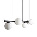 Ver imagem 2 de Lustre Pendente Figo Preto - 6 Globos Esfera de Vidro Branco