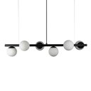 Ver imagem 1 de Lustre Pendente Figo Preto - 6 Globos Esfera de Vidro Branco