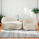 Ver imagem 1 de Kit Divã Recamier Orgânico Marrocos 150cm Lado Direito e 1 Poltronas Amore Bouclé
