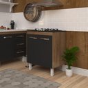 Ver imagem 2 de Balcão Armário de Cozinha Fran para Fogão Cooktop 4 Bocas Mobília Decor Savana Preto