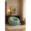 Ver imagem 4 de Poltrona Decorativa Concha Orgânica Boucle Azul Turquesa - Montanaris Decor