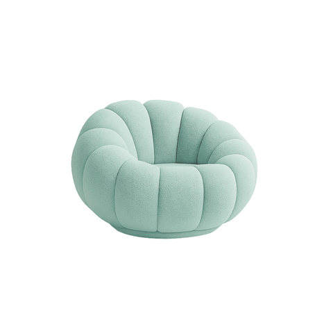 Poltrona Decorativa Concha Orgânica Boucle Azul Turquesa - Montanaris Decor