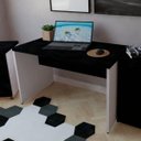 Ver imagem 1 de Escrivaninha Mesa Escritório 90CMX60CM 90cm Branco e Preto